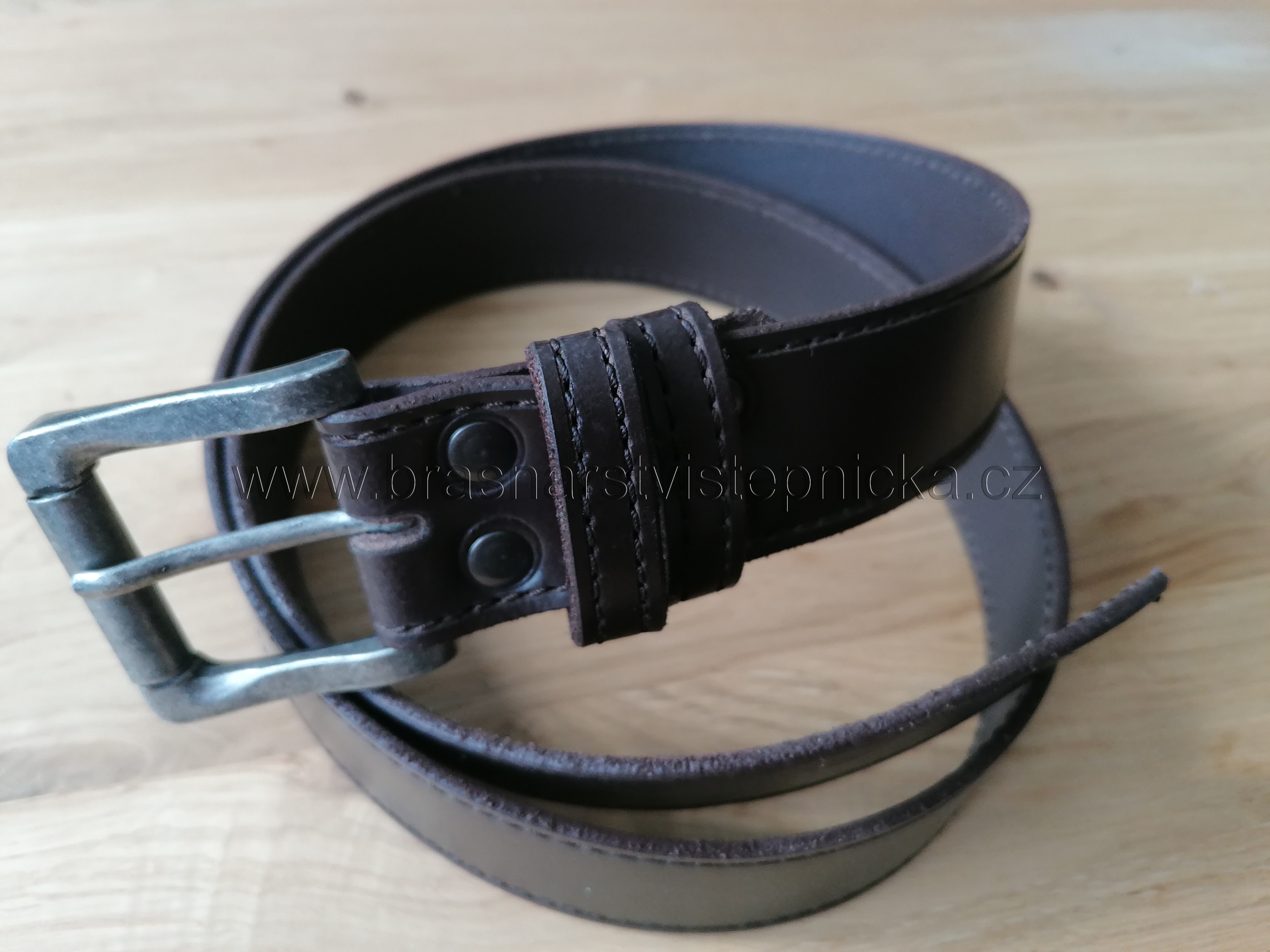 Kožený opasek hnědý,  šířka 3,5 cm, délka 130 cm