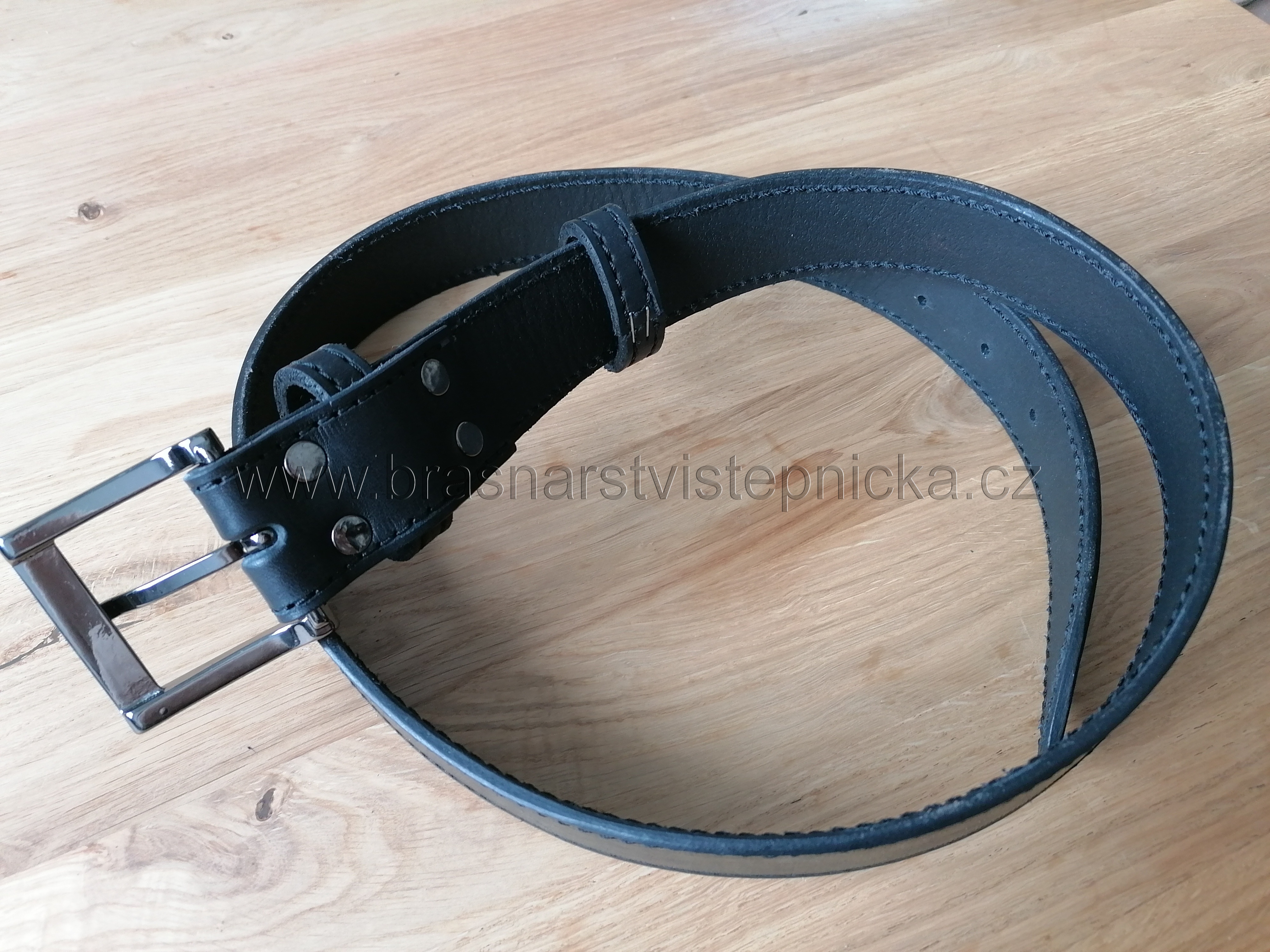 Kožený opasek černý,  šířka 4 cm, délka 110 cm