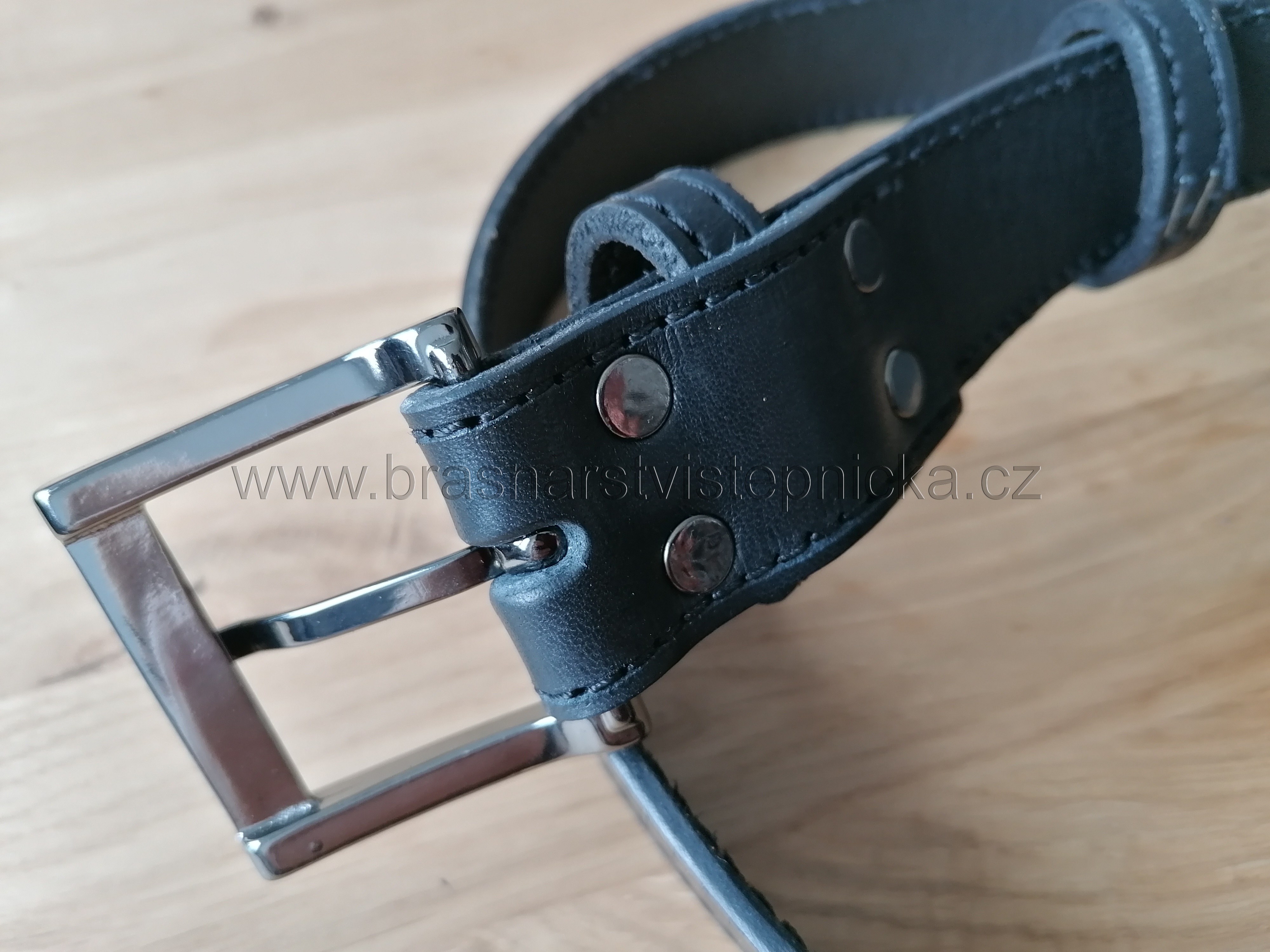 Kožený opasek černý,  šířka 4 cm, délka 110 cm