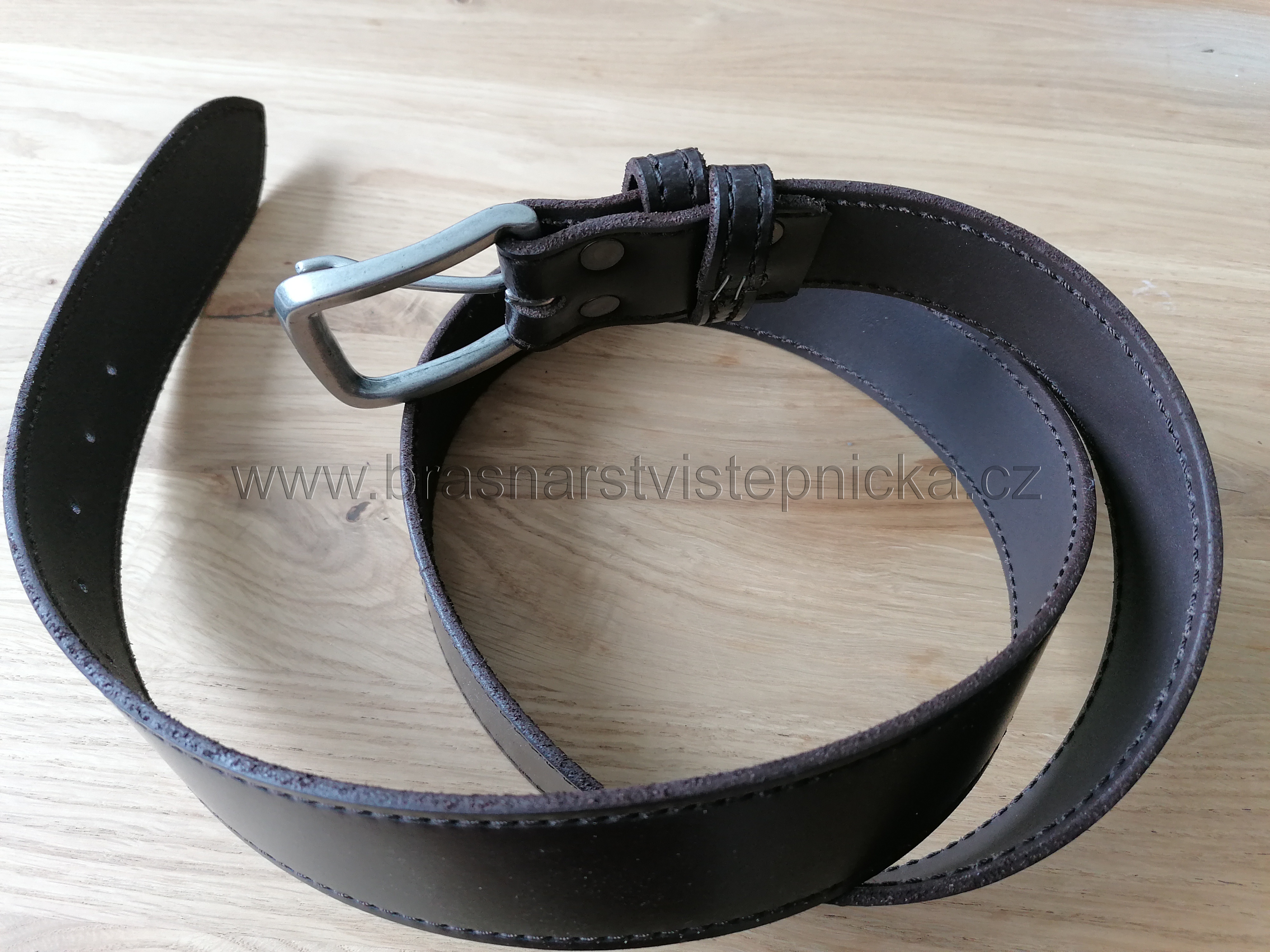 Kožený opasek hnědý,  šířka 4 cm, délka 110 cm